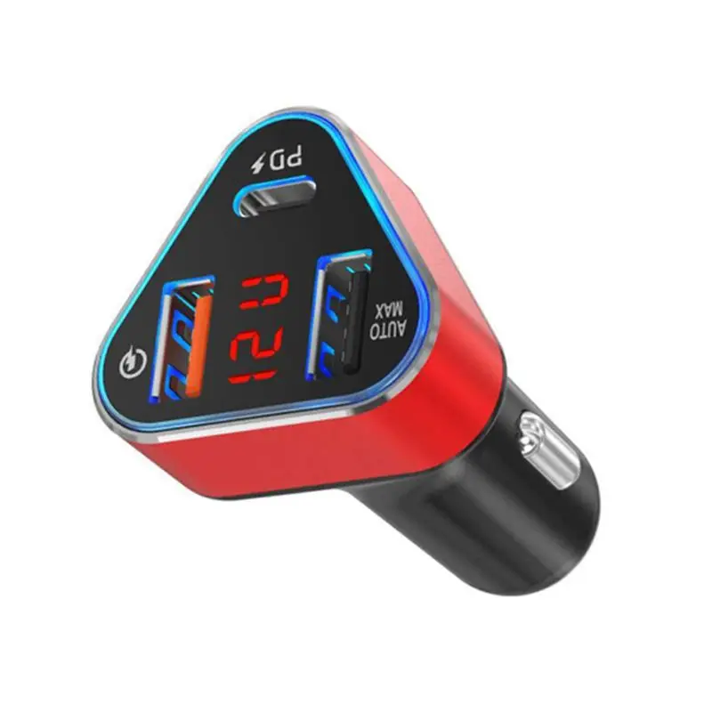 QC3.0 3 порта USB Автомобильное зарядное устройство со светодиодом дисплей Быстрая Зарядка адаптер для huawei Android Мобильные телефоны аксессуары - Цвет: Другое