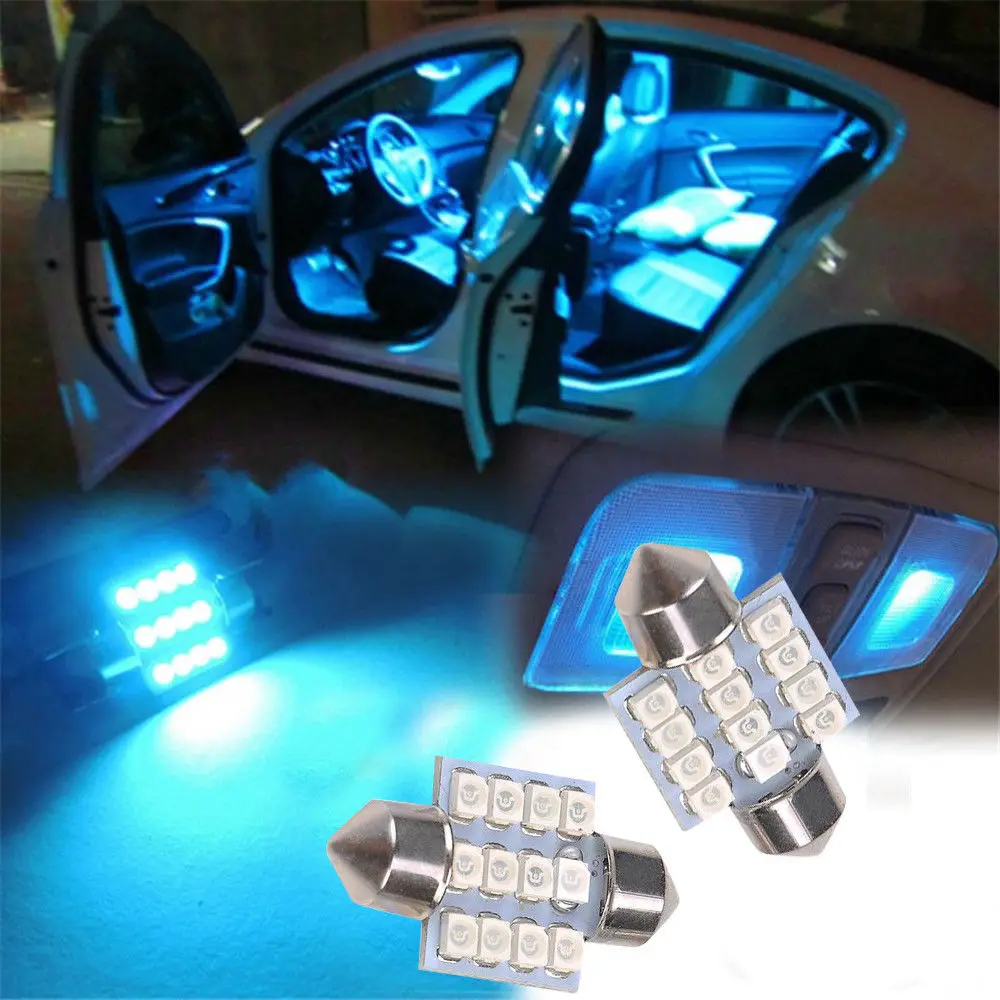 Lumière LED bleue intérieure de voiture, lampe d'escales de voiture,  plafonniers, plafonniers, éclairage de plaque de planificateur, ampoule de  porte automatique, accessoires d'intérieur de voiture, 13 pièces -  AliExpress