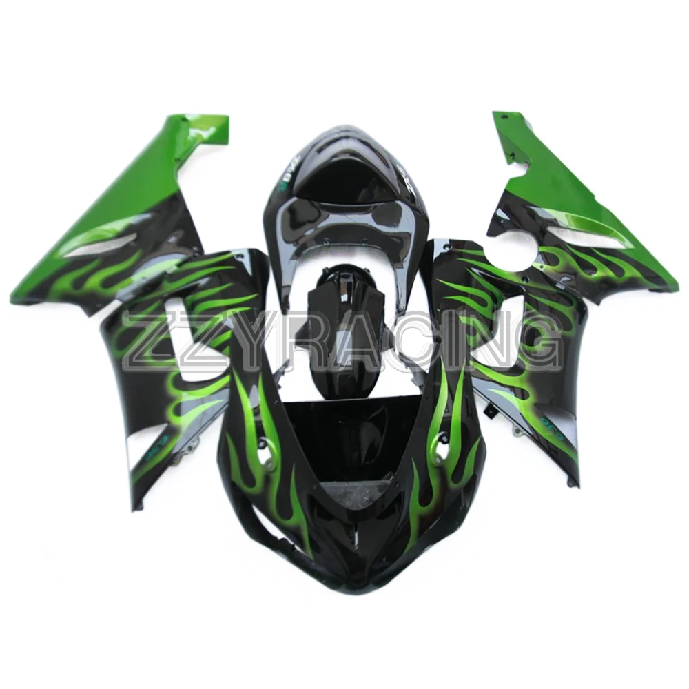 

Injection Fairings Kits for Kawasaki ZX6R 2005 2006 Year ZX-6R 05 06 Complete ABS Plastic Motorcycle Bodywork Black Green Flames
