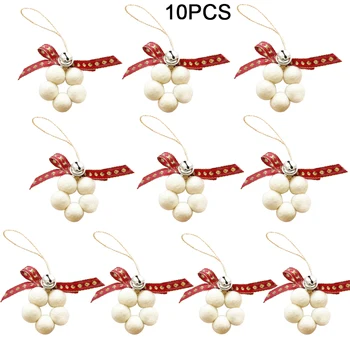 

10PCS Wooden Snowman and Wool Flower Bells For 2019 Christmas Tree Decoration Handmade Doll Bell Xmas Tree Hangings Home Decor