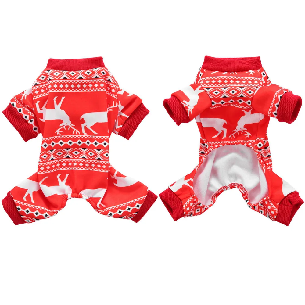 Рождественская Домашняя одежда с принтом в виде собак милые пижамы жилет для маленькой собаки Сезон Зима; Рождественская праздничная одежда для кошек жилетка, одежда для домашних животных для Хэллоуина 3 - Цвет: red elk
