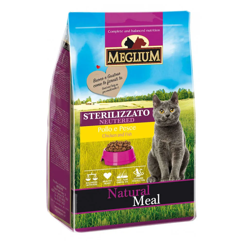Корм сухой, для стерилизованных кошек Meglium adult курица/рыба, 1,5кг