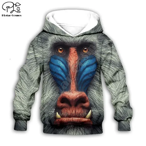 Kids hoodies Детский комплект с капюшоном с объемным принтом забавной обезьяны детская одежда свитшоты с длинными рукавами Подарочная футболка с застежкой-молнией для маленьких мальчиков и девочек, штаны, шорты - Цвет: Kids hoodies