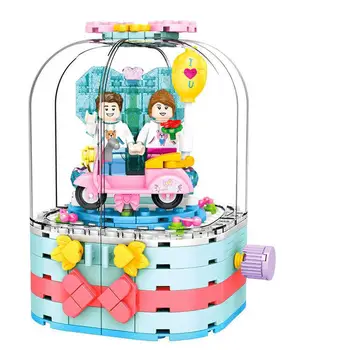 

The Lights, the cherry trees angels in white/520 light rotary box Building Blocks bricks baby toys children gift education model