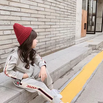 

2019 New Winter Grey Clothing Set For Baby Girl&Kids Tiger Pattern Sport Tracksuit Jacket Coat+Trousers School Clothing Set