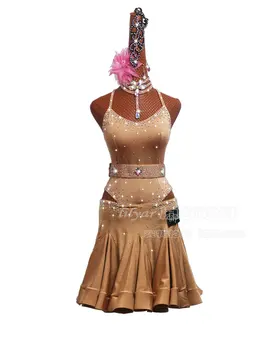 

Vestidos De Flecos Latin Dance Dress Women Children Sleeveless Salsa Samba Tango Competition Dance Costume With Bodysuit Bra