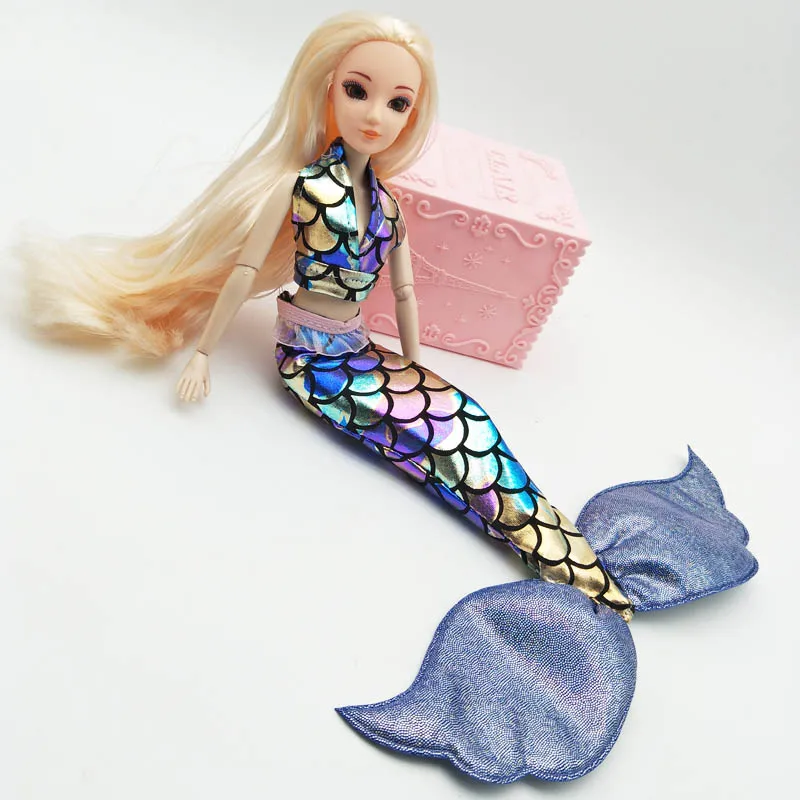Handmade Dolls Party Dress Gown Skirt Fashion Clothes For Barbie Doll Genuine Mermaid Tail Dress Baby Toy 12