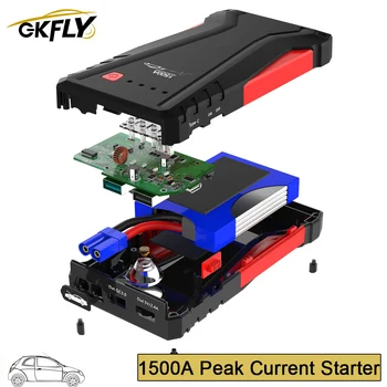 

GKFLY 1500A High Power Starting Device Portable 12000mAh 12V Car Jump Starter USB Power Bank Battery Booster Charger Power Bank