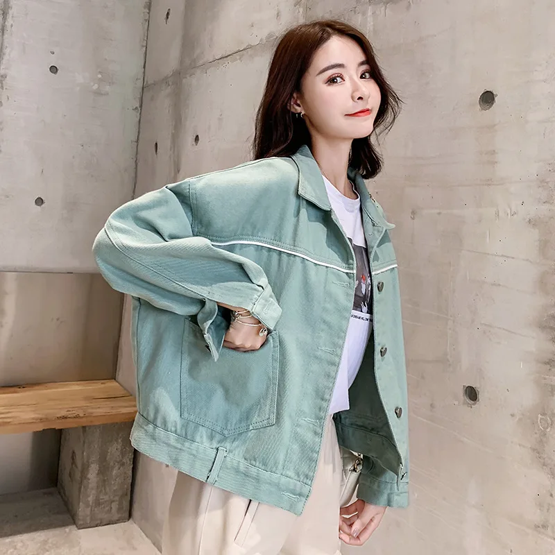

2019 Autumn Clothing New Style Korean-style Sweet Short Versatile Loose-Fit Slimming Thin Cowboy Jacket Women's