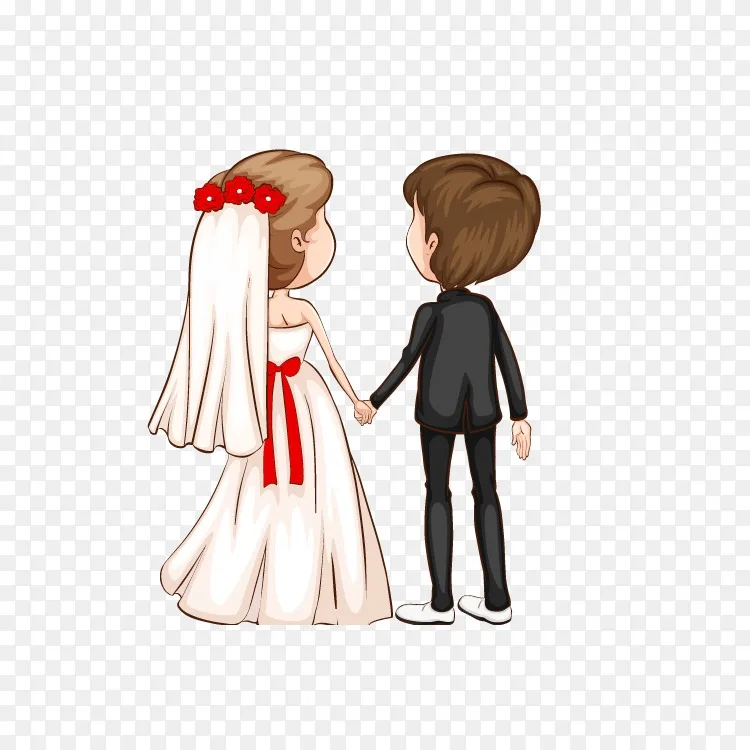 婚姻卡通婚礼剪贴画手绘卡通婚礼