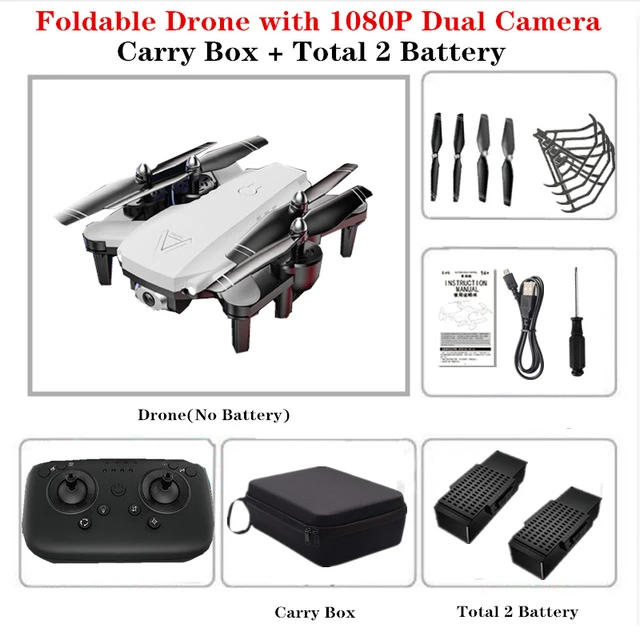 White 1080P 2B Bag 4K L103 радиоуправляемые вертолеты камера Wifi Fpv Дрон Gps Дрон удержание высоты 2,4g оптическое положение потока Дрон камера радиоуправляемые игрушки для детей - Цвет: White 1080P 2B Bag