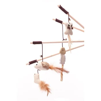 

Tease Cat Wand Pet Cat Natural Wooden Rod Tease Wand Toys Cats Interactive Exercise Toys For Solving Boredom Pet Supplies