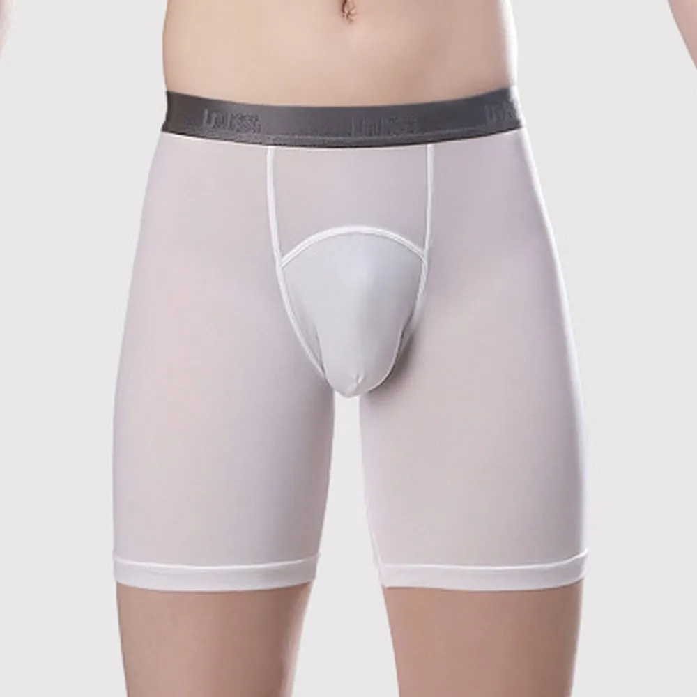 Mens Nylon Long Boxers Shorts Underwear Man U Convex Boxer Soft Slip Panties Sport Underpants Sculpting Boxershorts