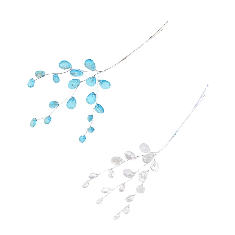 20 Pcs Crystal Bud Branches Artificial Flower Twigs for Wedding Party Home Snow Decoration 14-16Cm Plastic Acrylic Beads+Iron Wi