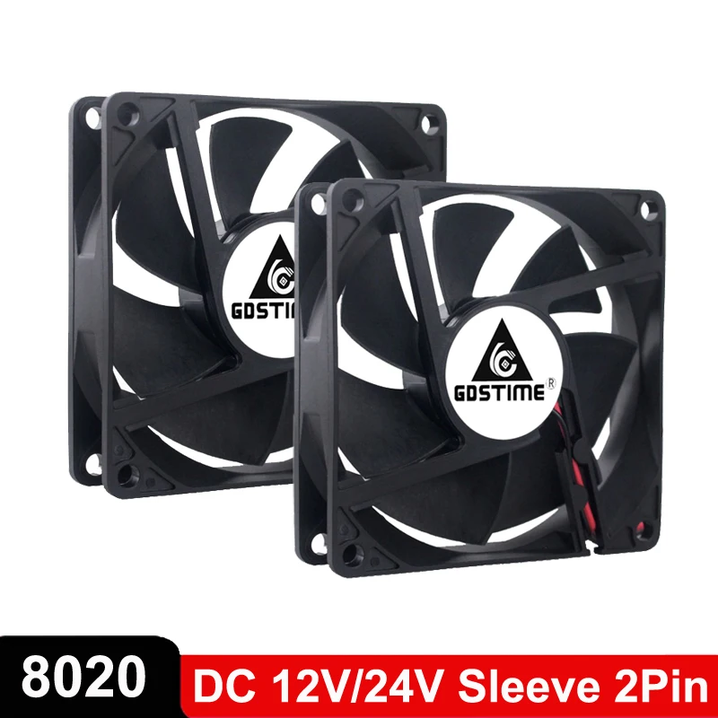 

5 шт. в партии Gdstime 8020 AC/DC 12V 24V втулка подшипника 2Pin 8 см 80 мм x 80 мм x 20 мм 80*20 мм с бесщеточным двигателем промышленный вентилятор охлаждающий вентилятор