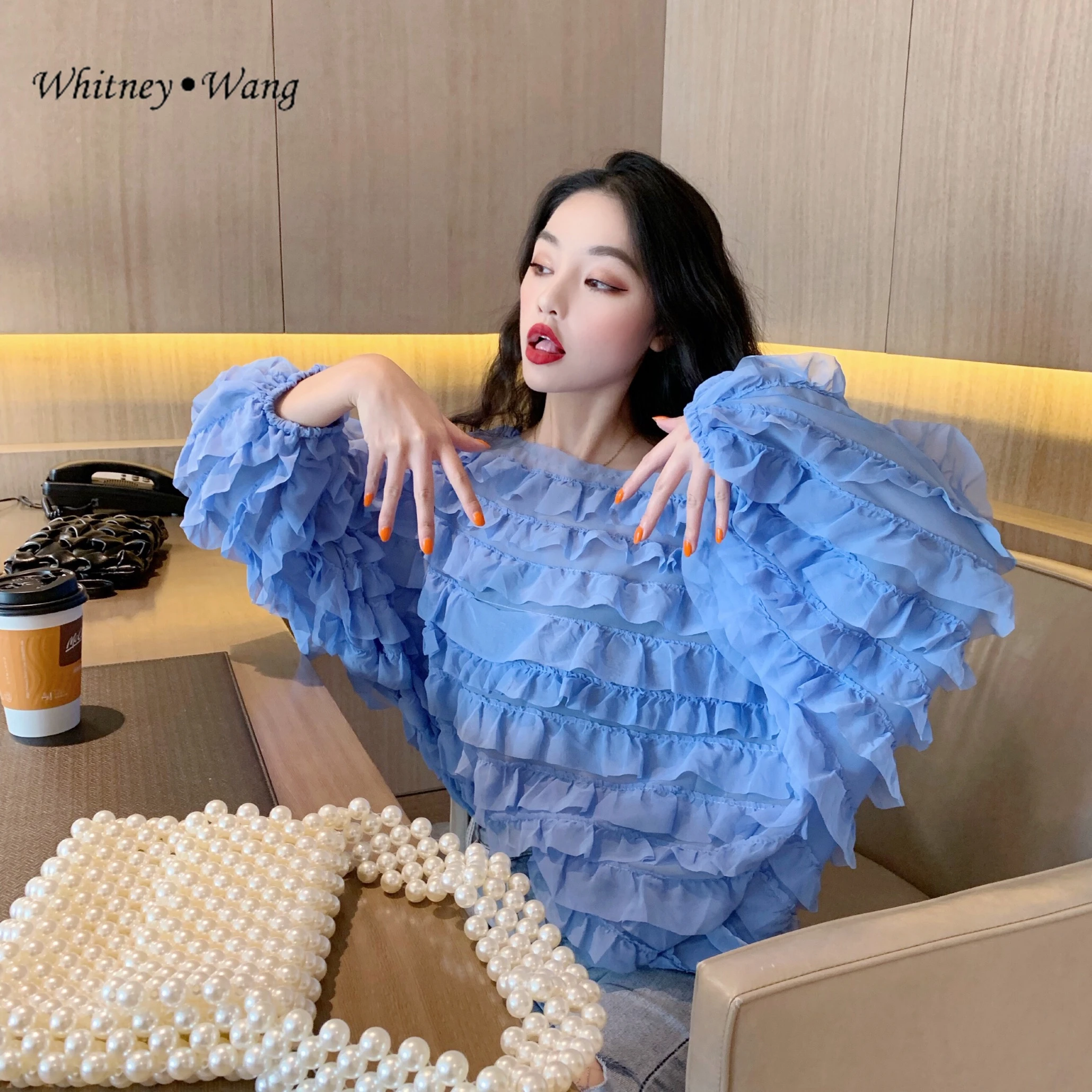 WHITNEY WANG блузки 2020 Весенняя мода уличная двухсторонняя одежда многослойная Блузка