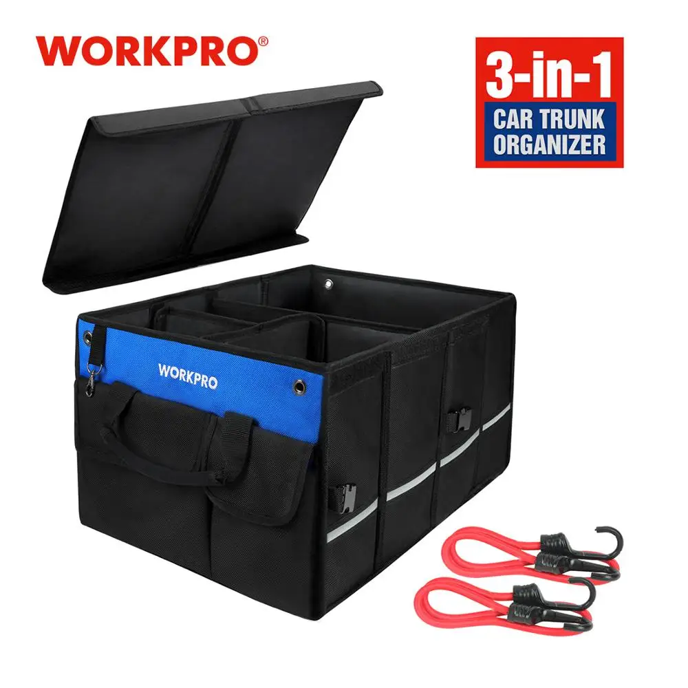 

WORKPRO Car Trunk Organizer 23x16x12 Inch Oxford Cloth Multifunction Foldable Waterproof Car Storage Box Large Capacity Storage