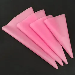 Silicone Kitchen Gadgets Set: Reusable Cream Pastry and Cake Decorating Bags (Pink)