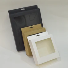 10 шт Заказная подарочная упаковочная коробка с окном белая черная большая упаковочная коробка крафт-бумага упаковочные коробки для ювелирных изделий дисплей