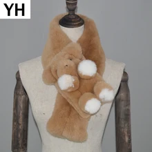 Детский настоящий шарф из меха кролика рекс мех кролика рекс червь и мягкий шейный платок для детей милый мех кролика Рекс кольцо шарфы