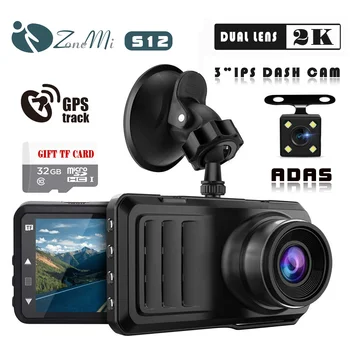 

3" dash cam with GPS track FHD 2k dual lens Car DVR Dash Camera Rear View WDR Night Vision 170° Wide Angle