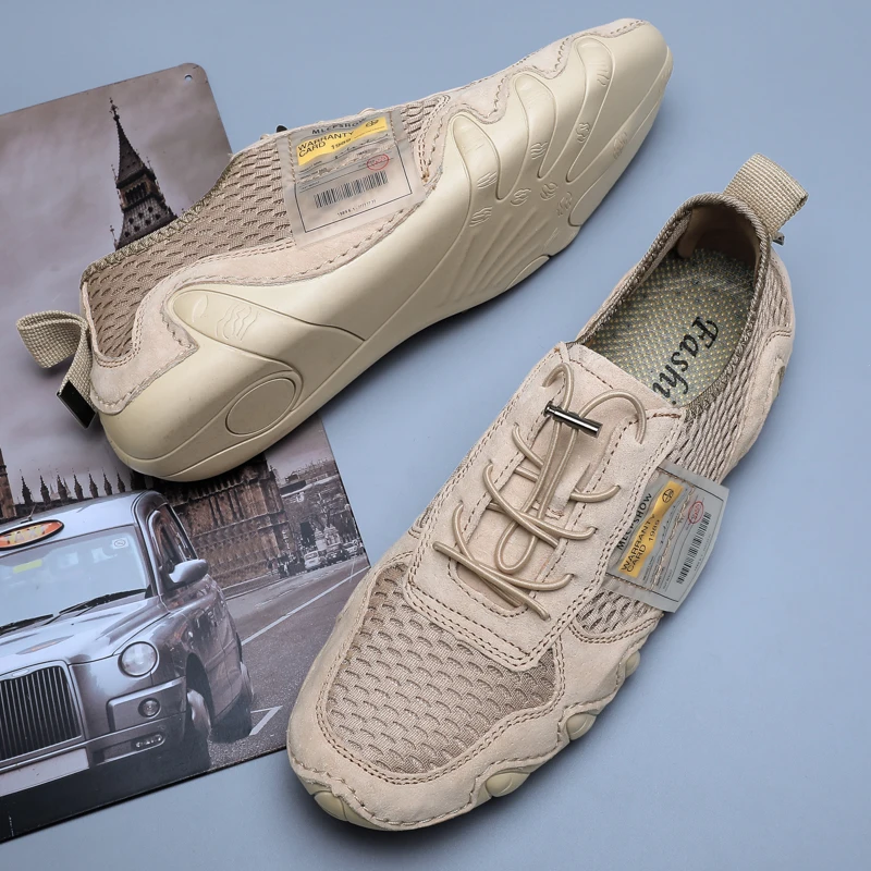 Summer Super Cool Men Loafers Mesh + Suede Leather Casual Shoes Men Octopus Style Flat Man