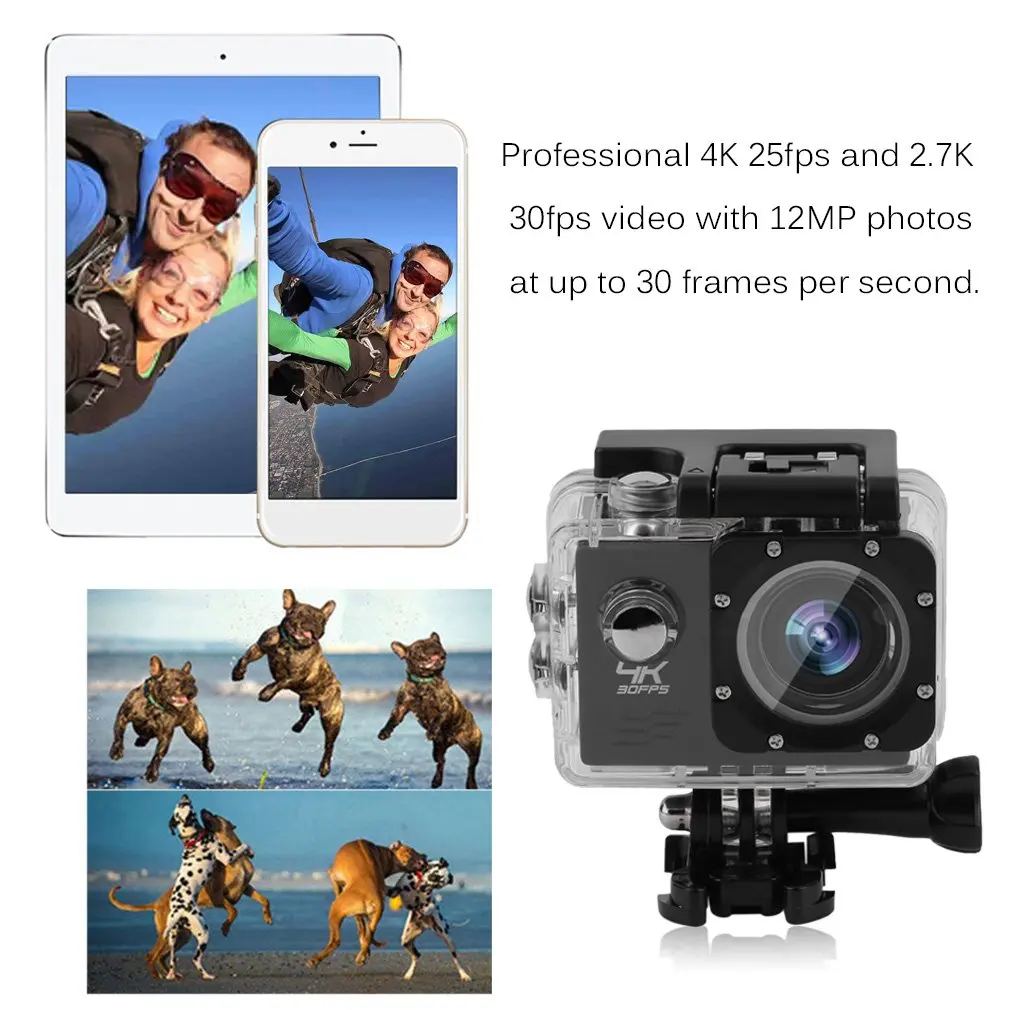 Профессиональная Экшн-камера EK7000 Ultra HD Беспроводная Водонепроницаемая 12MP Wifi Спортивная Экшн-камера DV видеокамера