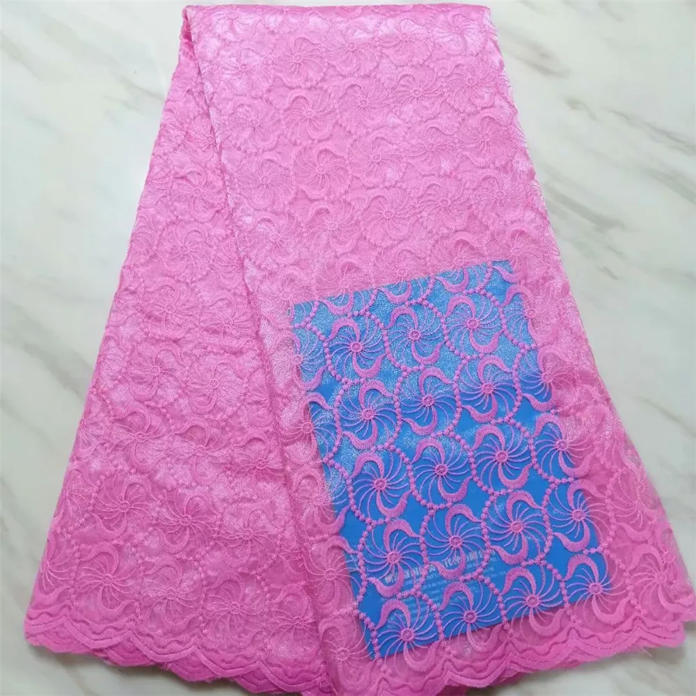 10 цветов, французский швейцарский тюль, гипюр, кружевная ткань, африканская нигерийская кружевная ткань с цветочным узором для свадебных вечерних платьев - Цвет: pink