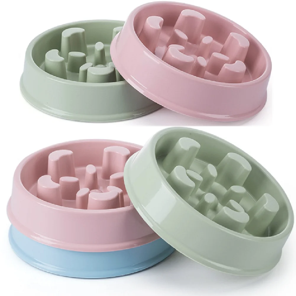 Pet Dog Bowl Slow Feeder Plastic Puppy Cat Eating Dish Bowl Anti-gulping Food Plate Feeding Dog Cat Food Supplies