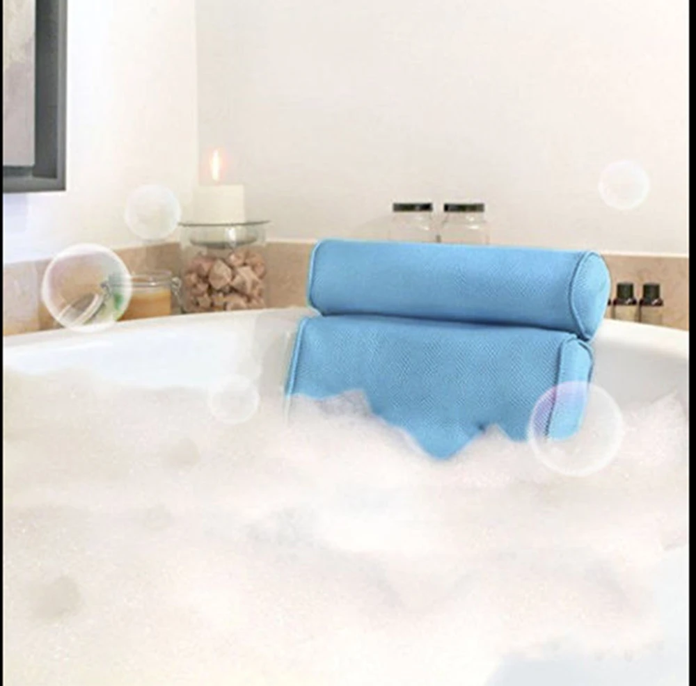3D сетчатая подушка для ванной Нескользящая спа-подушка для джакузи с 4 присосками принадлежности для ванной комнаты