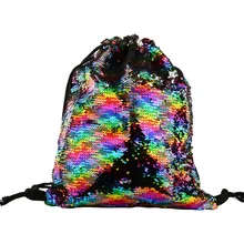 Женский Мужской рюкзак с блестками на шнурке, двустороннее косметическое Спортивное хранение, портфель для хранения, Сумка с карманом, сумка-Органайзер