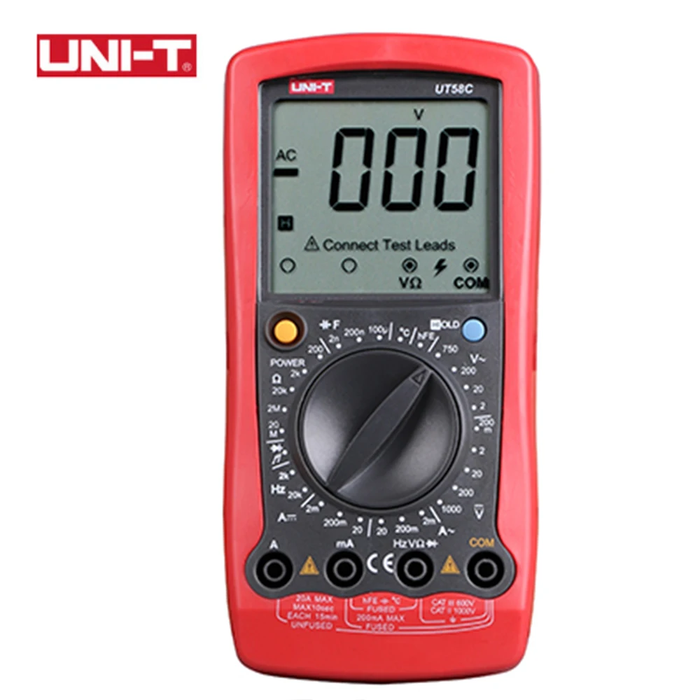 

UNI-T UT58C Digital Multimeter Professional Temperature Capacitor Tester ESR Meter Frequency Table Diode/ Triode voltmeter