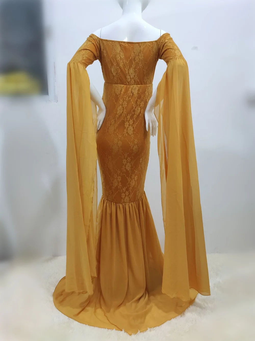 Mermaid Maternity Photography Props Dresses Lace Long Pregnancy Dress Ruffles Pregnant Women Maxi Maternity Gown For Photo Shoot (12)