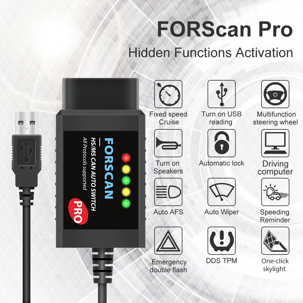 US $41.45 Elm327 V15 Hs MsCan Made For Forscan Pro Car Scan Tool For Ford Hidden Function Programming Obd2 Diagnostic Scanner