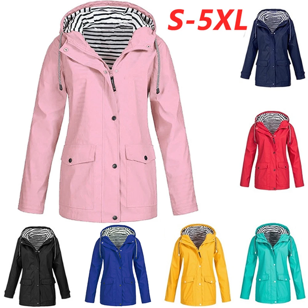 

Women Motorcycle Windbreaker Solid Color Jacket Raincoat Outdoor Jacket Wind Waterproof Rain Jacket Long Rain Coat D25
