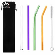 6 шт многоразовая стеклянная соломинка-идеальная многоразовая соломинка для смузи, чая, сока, воды, эфирного масла-с 1 щеткой для очистки