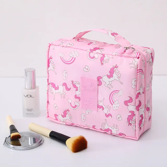FUDEAM Multifunction Women Outdoor Storage Bag Toiletries Organize Cosmetic Bag Portable Waterproof Female Travel Make Up Cases Pink Horse