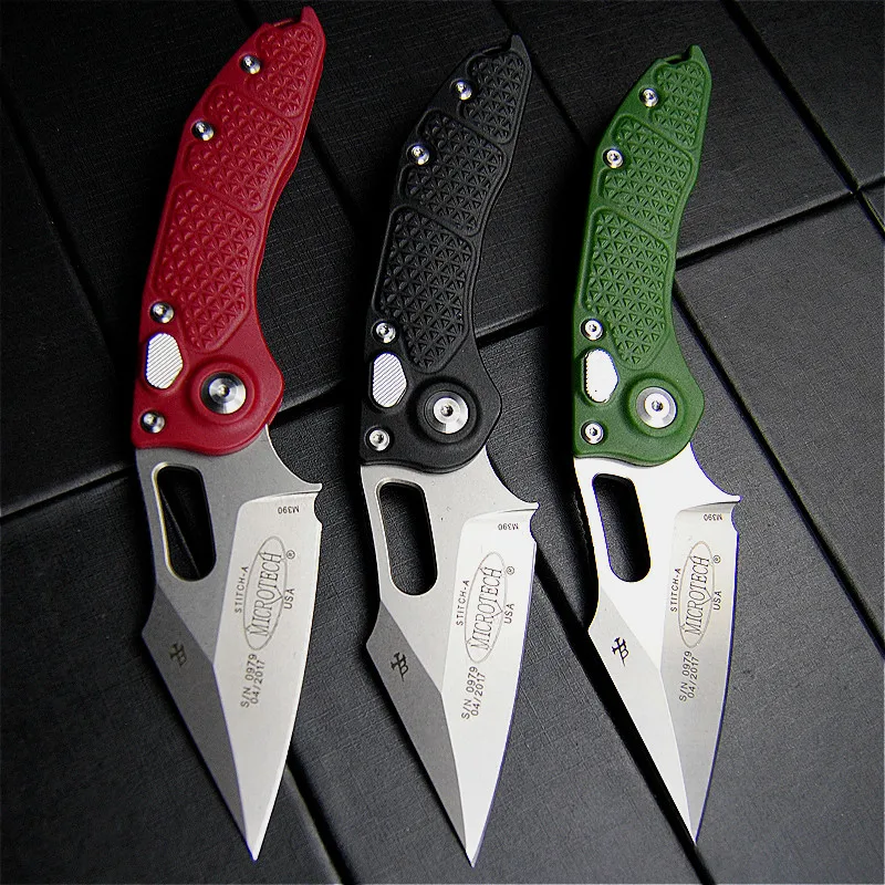 USA m390(cryogenic treatment)60HRC folding knife TC4 titanium alloy camping folding knife CNC precision carving hunting knife