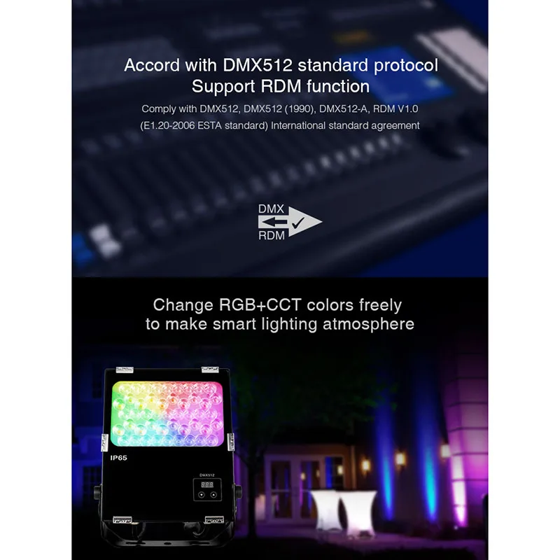

Miboxer 50W DMX512 RDM LED Floodlight RGB+CCT LED Garden Light D5-G50 Waterproof IP65 AC 110V 220V Outdoor Light