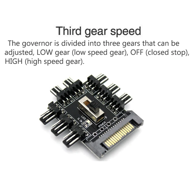 Fan Hub 1 to 8 3Pin Pwm Sata Molex Splitter PC Mining Cable 12V Power Suppply Cooler Cooling Speed Controller 4PIN/SATA Adapter