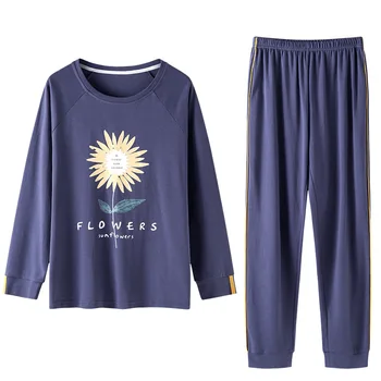 

Korean style long-sleeved home wear women's thin casual plus size suit autumn style pajamas women's two-piece suit