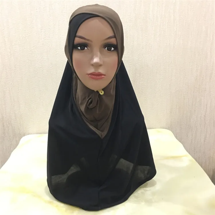 Арабские женщины хиджаб пэчворк Amira два цвета крест головные уборы для мусульманских леди на открытом воздухе