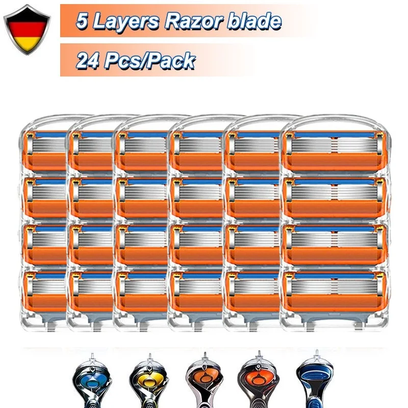 Cuchillas de afeitar reemplazables para hombres, casetes de afeitado Manual de seguridad, compatible con Fusion 5 Proglide Proshield, 5 capas