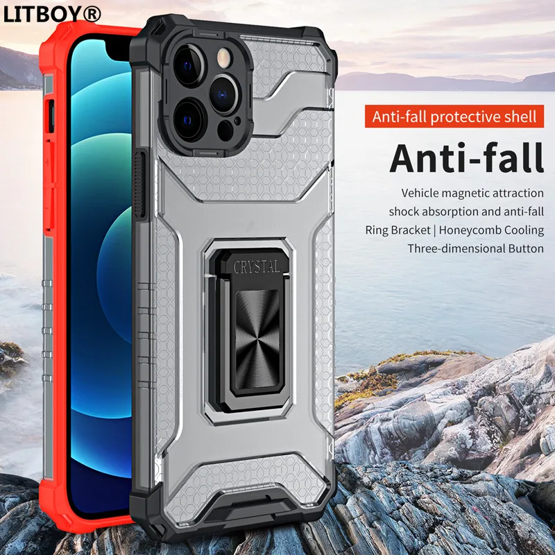 Противоударный чехол для iPhone 13 11 12 Pro Max Mini XR X XS 7 8 Plus SE 2020 с кронштейном | Мобильные