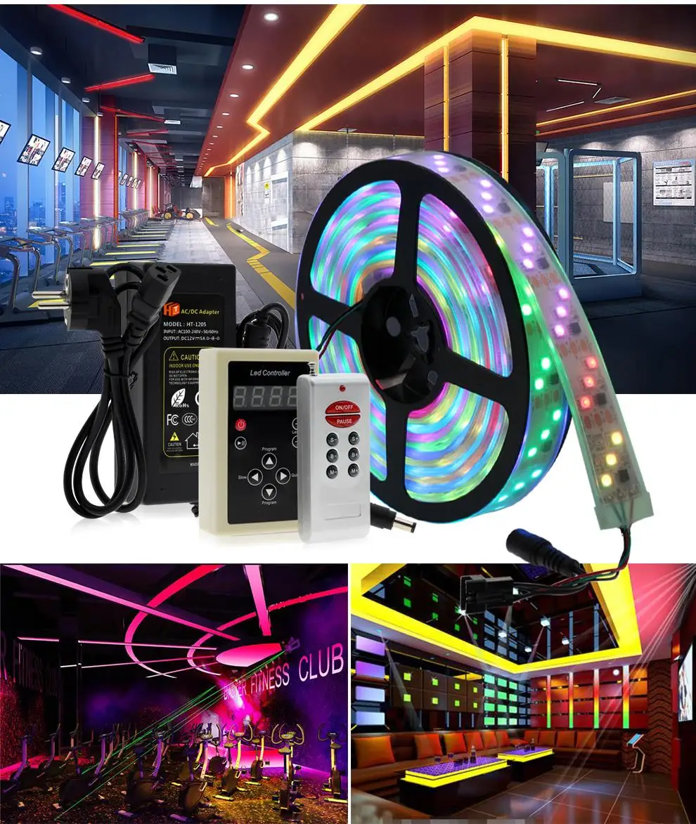 Светодиодная лента для верховой езды, RGB, сменный светильник для струящейся воды, 5 м, 450 светодиодный s+ 133, Радиочастотный пульт дистанционного управления+ адаптер