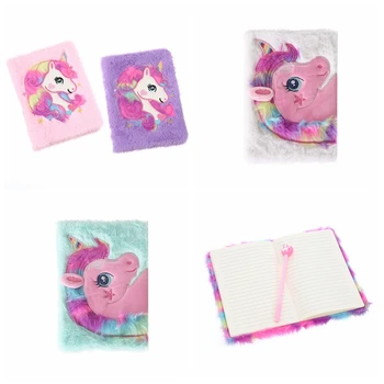 

A5 Cartoon Plush Unicorn Cover Sketchbook Kraft Paper Cute Gift Notebook Sketch Painting Diary Journal Student Note Book Memo