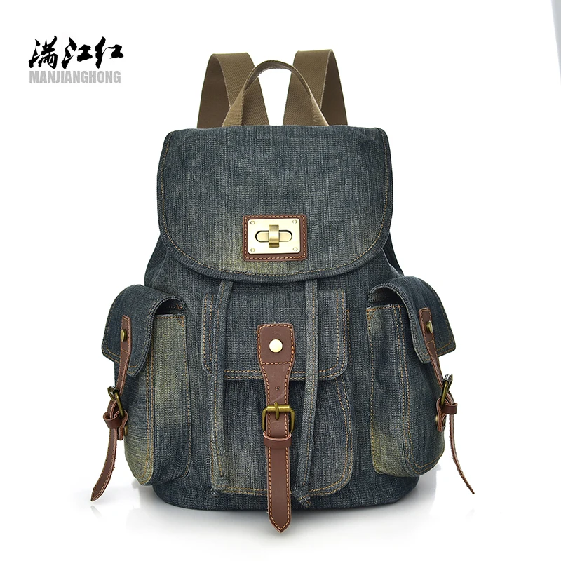 Зеленый Рюкзак mochila mujer antirrobo, Джинсовый Рюкзак rugtas dames, Женская Повседневная сумка, Джинсовый Рюкзак rugzak, школьные сумки - Цвет: Зеленый