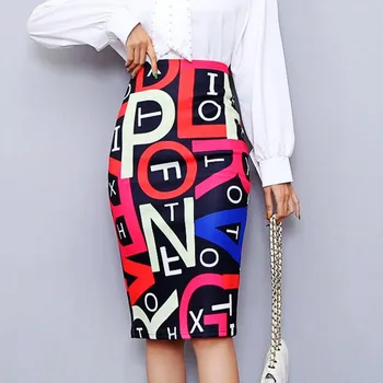 

Bonjean Women's Pencil Skirt New Cartoon Print High Waist Slim Skirts Young Girl Summer Large Size Japan Female Falda