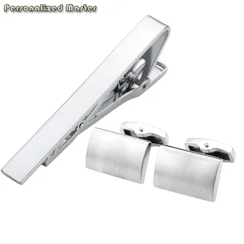 

Personalized Master Customized High quality Stainless Steel Cufflinks Tie Clip Bar Set for Mens Shirt Business Wedding Gift
