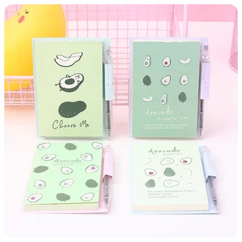 

Cute Avocado Patter Mini Portable Notebook Loose Leaf Memo Pad To Do List Stationery Decoration Paper 1book+1pen Ramdonly